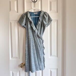 Madewell Silk Ruffle-Edge Wrap Dress in Bitsy Floral